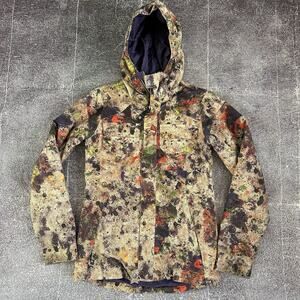 Women's Burton Credence Lined Brown Paint Splatter Ski Snowboard Jacket Sz XS